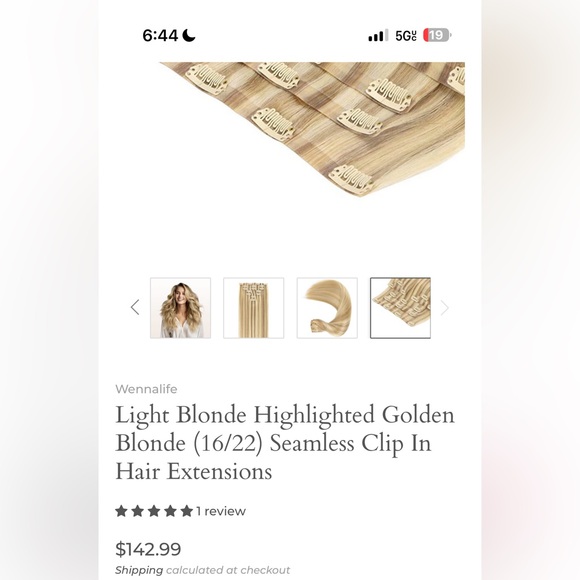 Wennalife Clip in Human Natural Hair Extensions 18” 120g 7pcs Light Blonde - Picture 11 of 13